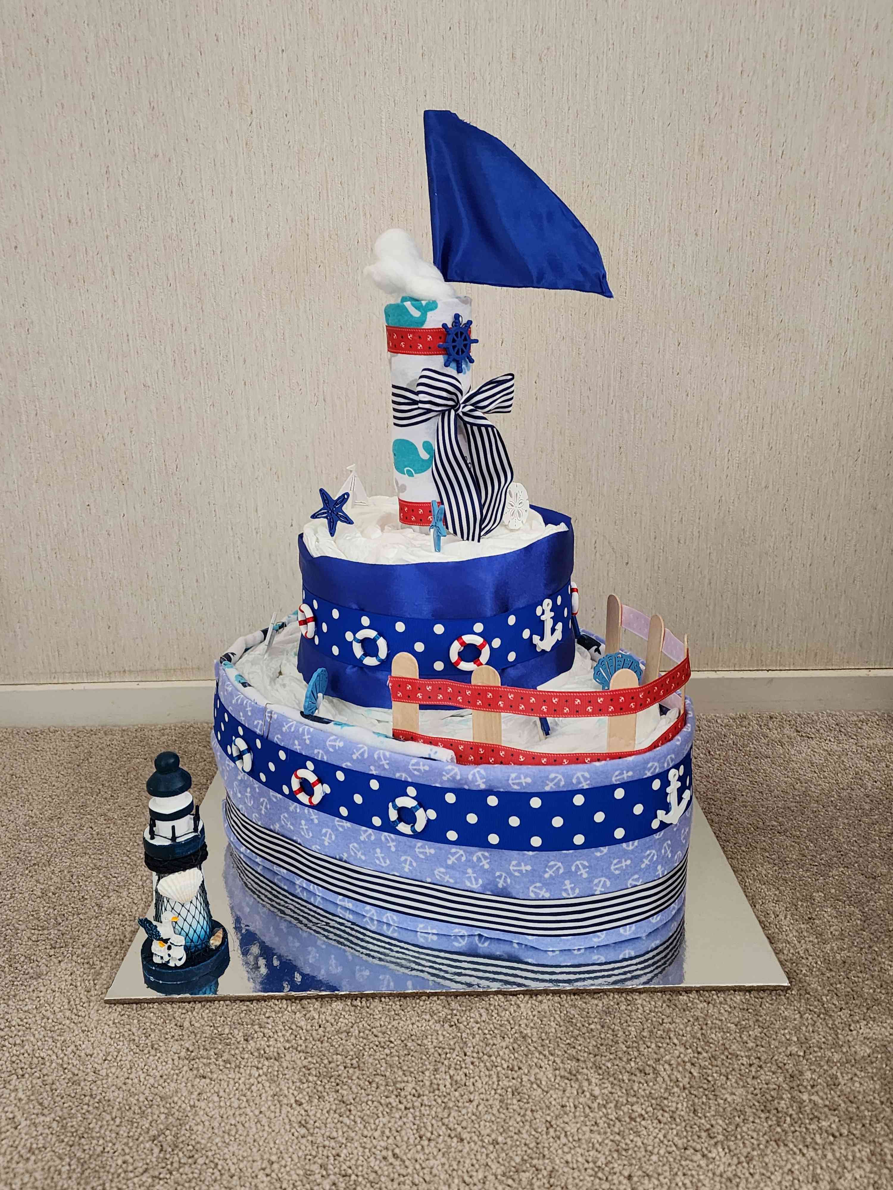 Anchor Sailor Diaper Cake Ahoy It's A Boy Baby Shower Centerpiece